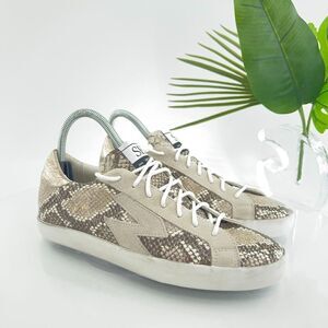 Sam Edelman Areson Womens Size 7.5 Snake Print Leather Lace Up Low Top Sneakers